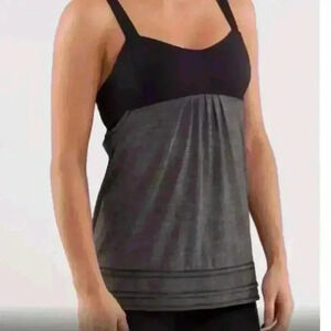 Lululemon Womens Black And Gray Run Back On Track Tank L